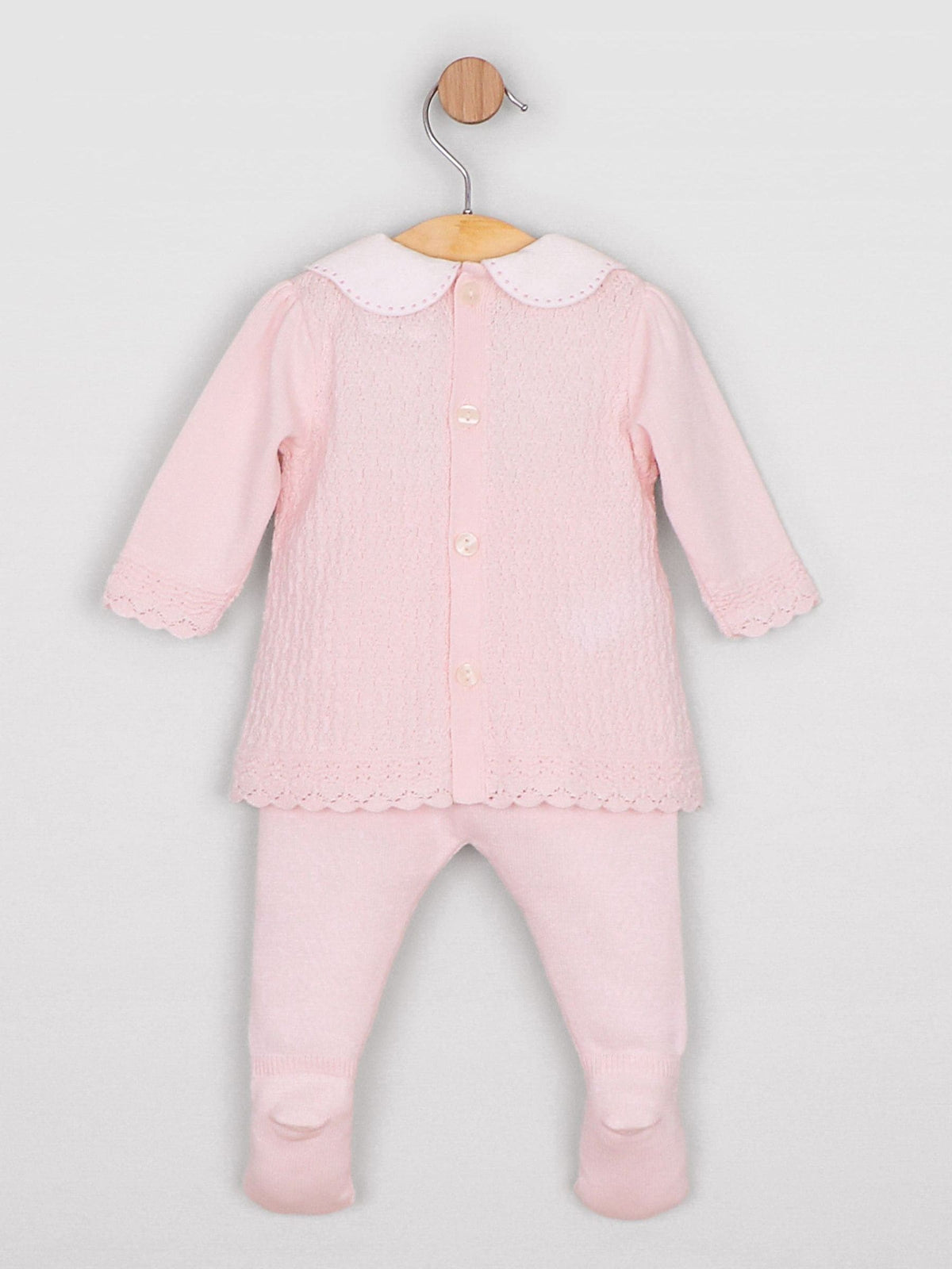 Dsiney Kidz - Emile Et Rose Pink Minny - Knitted Two-Piece With Large Embroidered Collar, Foot-in Leggings & Hat Set image 4