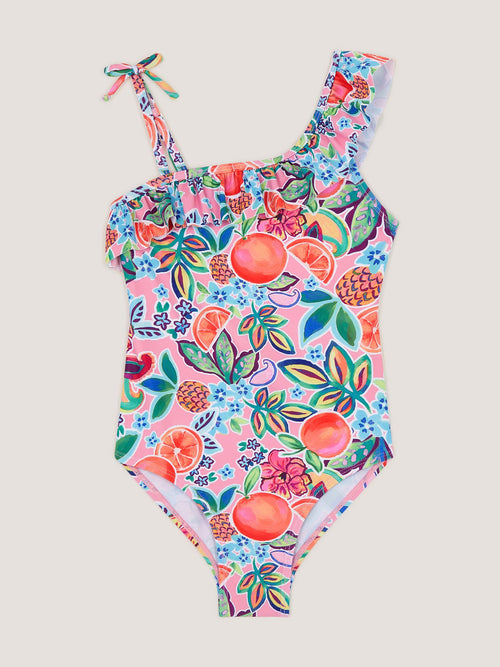 Dsiney Kidz - Monsoon Pink Fruit Print Asymmetrical Swimsuit image 1