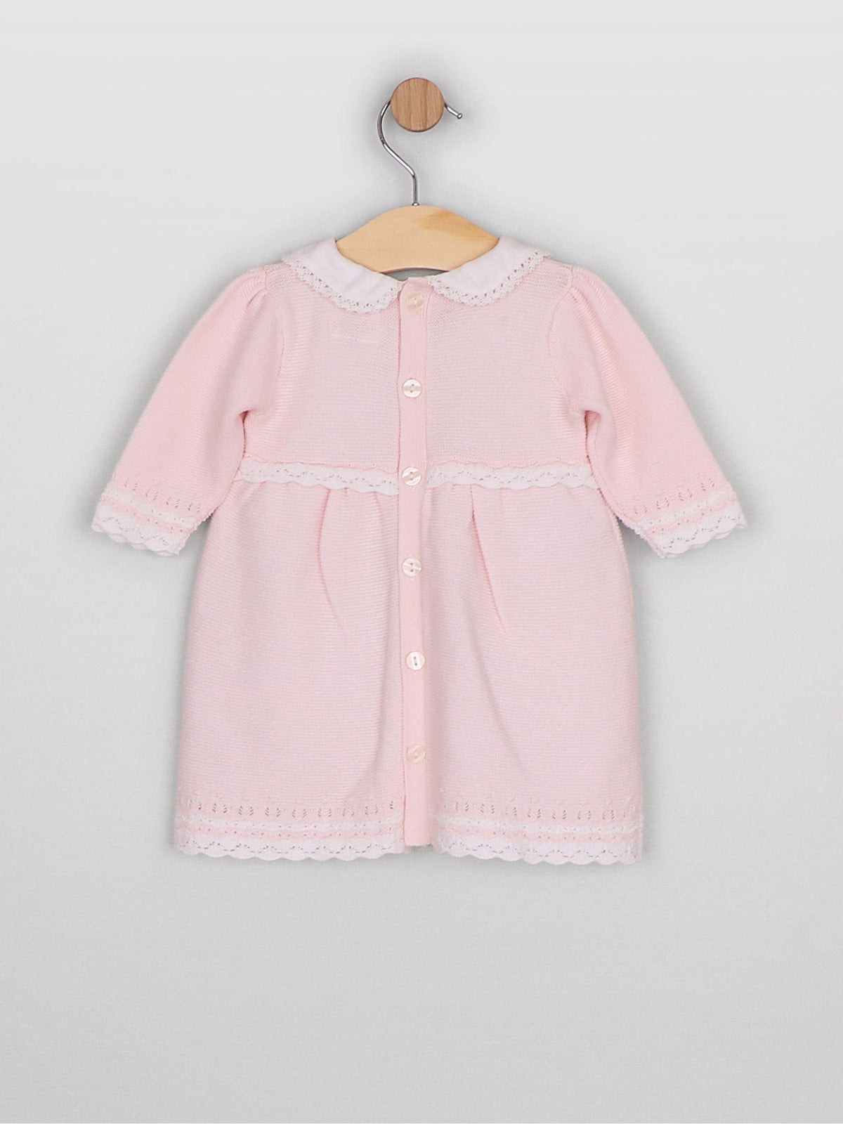 Dsiney Kidz - Emile Et Rose Pink Millie - Knitted Dress With Crocheted Edges, Large Collar & Tights image 3