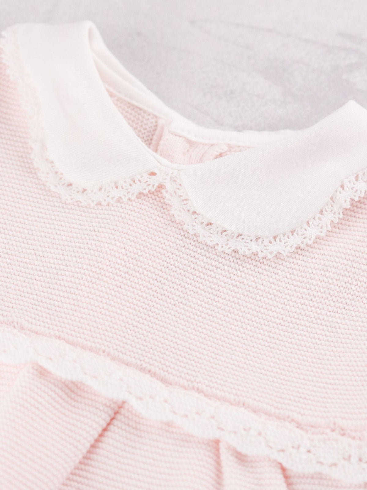 Dsiney Kidz - Emile Et Rose Pink Millie - Knitted Dress With Crocheted Edges, Large Collar & Tights image 4