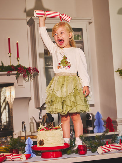 JoJo Maman Bébé Olive Green Christmas Tree Tulle Skirt & Top Set - image 1