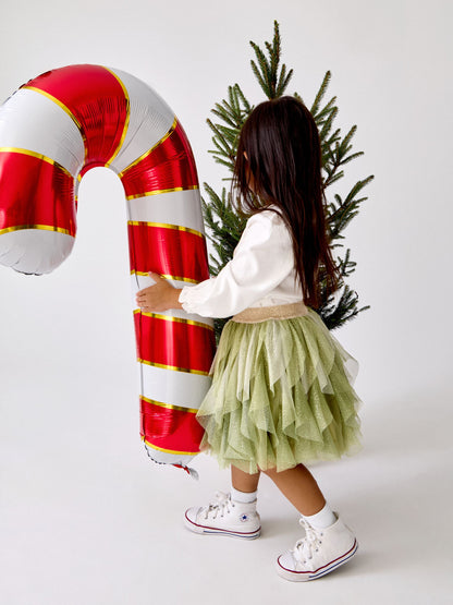 JoJo Maman Bébé Olive Green Christmas Tree Tulle Skirt & Top Set - image 4