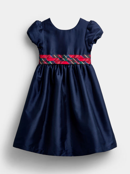 JoJo Maman Bébé Red Taffeta & Check Bow Party Dress - image 1