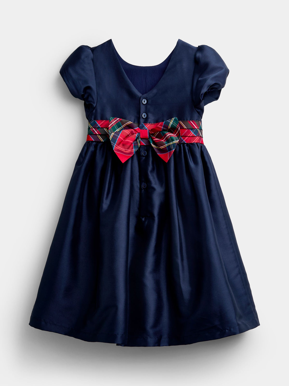 JoJo Maman Bébé Red Taffeta & Check Bow Party Dress - image 2