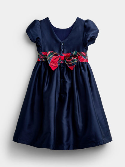 JoJo Maman Bébé Red Taffeta & Check Bow Party Dress - image 2
