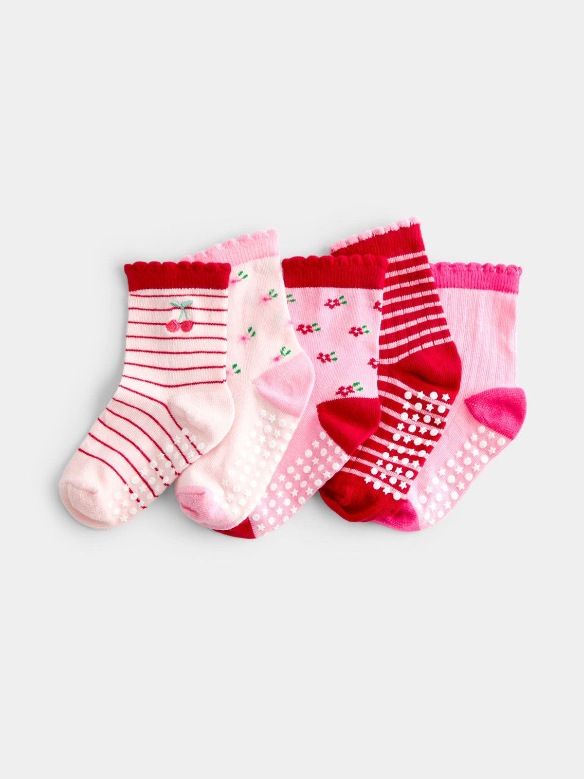 JoJo Maman Bébé Red Floral 5-Pack Socks - image 1