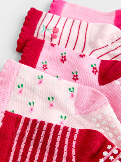 JoJo Maman Bébé Red Floral 5-Pack Socks - image 3