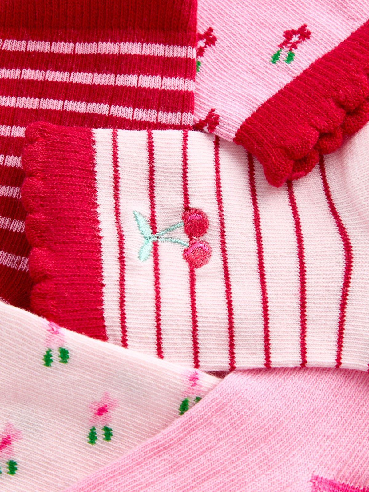 JoJo Maman Bébé Red Floral 5-Pack Socks - image 4