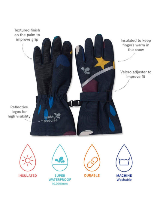 Muddy Puddles Blue Waterproof Ski Gloves - image 2