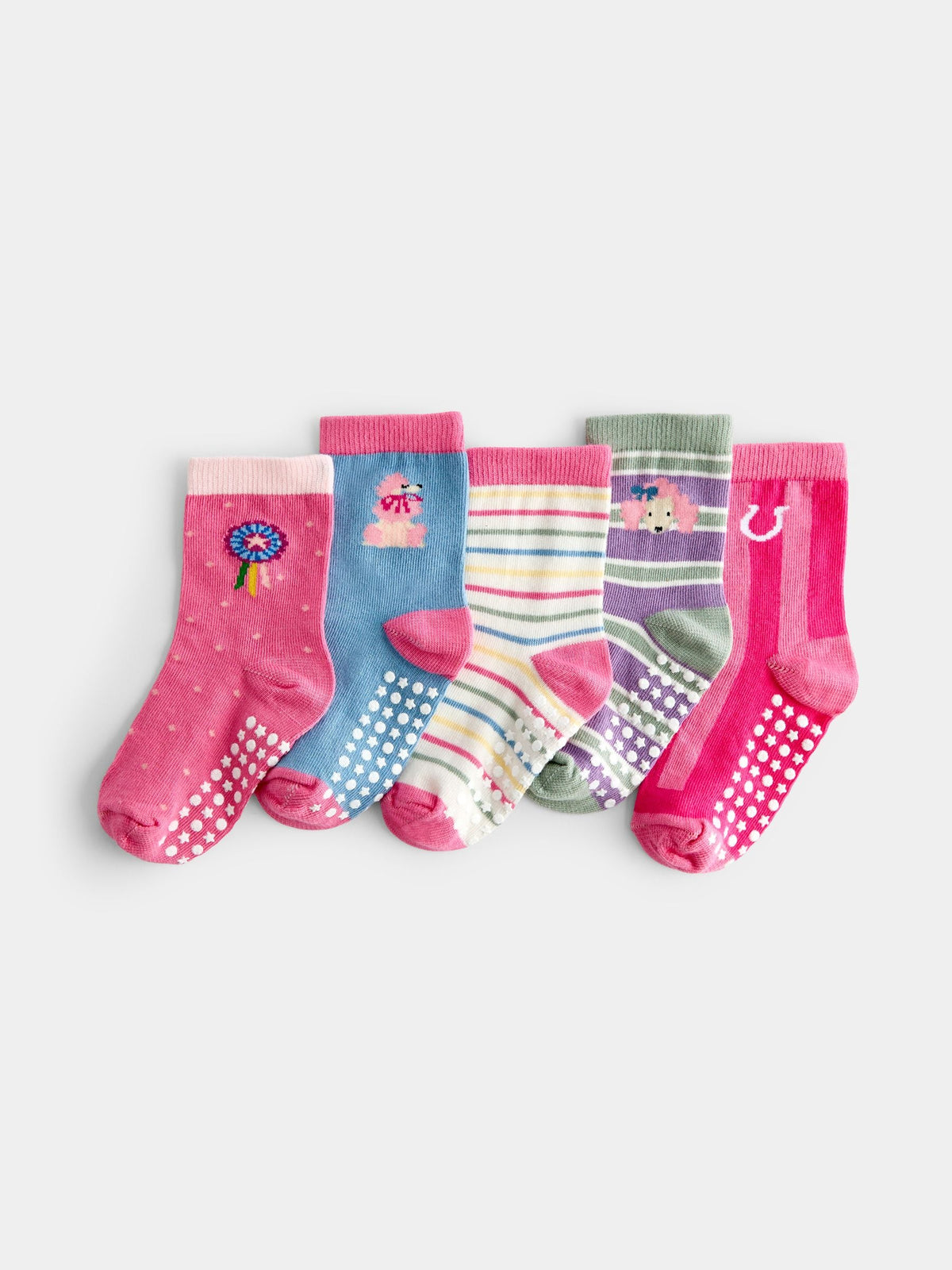 JoJo Maman Bébé Pink Dog 5-Pack Socks - image 1