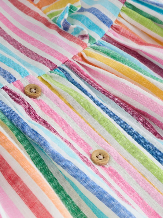 Rainbow Stripe Double Ruffle Sleeve Dress (3mths-8yrs)