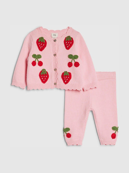 River Island Pink Strawberry & Cherry Cardigan Set