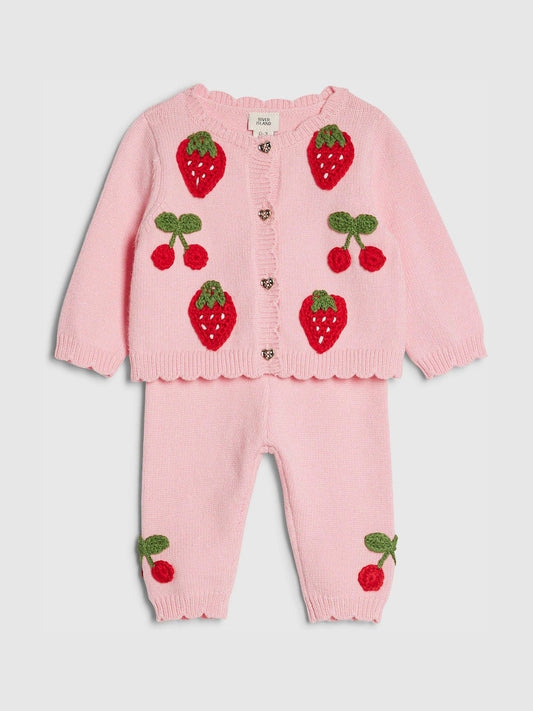 River Island Pink Strawberry & Cherry Cardigan Set