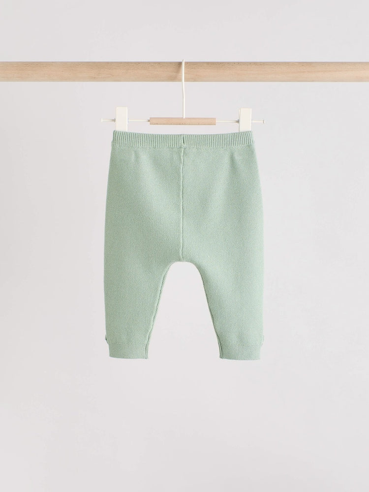 Sage Green Baby Knitted Wrap Jumper and Leggings 2 Piece Set (0mths-2yrs)