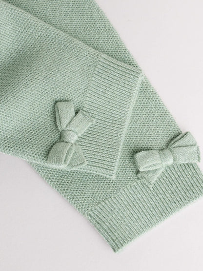 Sage Green Baby Knitted Wrap Jumper and Leggings 2 Piece Set (0mths-2yrs)