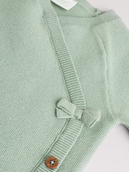 Sage Green Baby Knitted Wrap Jumper and Leggings 2 Piece Set (0mths-2yrs)