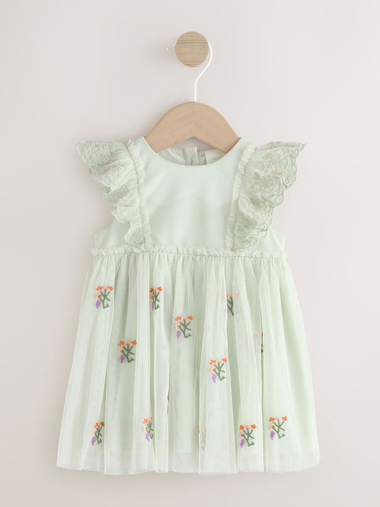 Sage Green Baby Mesh Dress (0mths-2yrs)