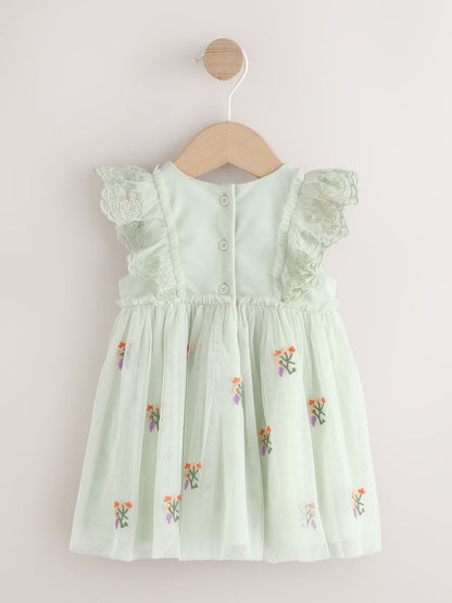Sage Green Baby Mesh Dress (0mths-2yrs)