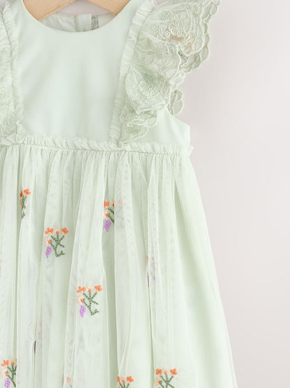 Sage Green Baby Mesh Dress (0mths-2yrs)