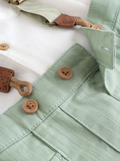 Sage Green Baby Shirt Trousers and Braces Set 3 Piece (0mths-2yrs)