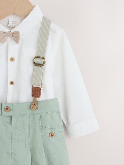 Sage Green Baby Shirt Trousers and Braces Set 3 Piece (0mths-2yrs)