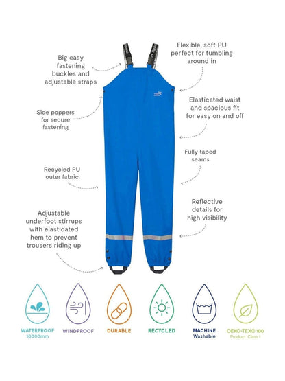 Muddy Puddles Blue Rainy Day Waterproof Dungarees image 3