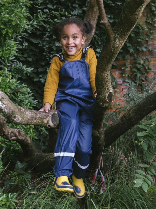 Muddy Puddles Navy Blue Rainy Day Waterproof Dungarees image 1