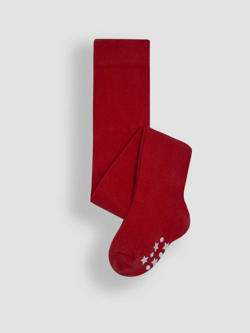 Dsiney Kidz - JoJo Maman Bébé Bright Red Cotton Rich Plain Tights image 1