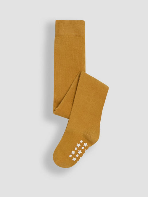 Dsiney Kidz - JoJo Maman Bébé Mustard Yellow Cotton Rich Plain Tights image 1