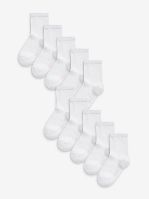 White 10 Pack Cotton Rich School Ankle Socks image 1
