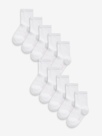 White 10 Pack Cotton Rich School Ankle Socks image 1