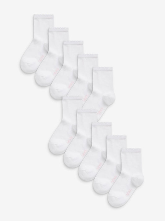 White 10 Pack Cotton Rich School Ankle Socks image 1