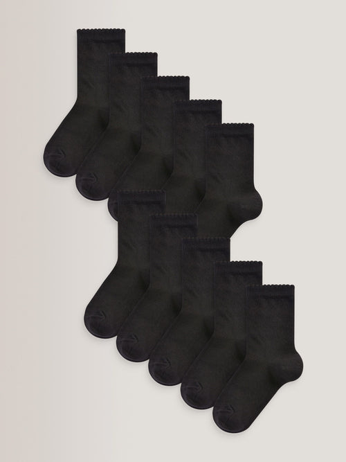 Black 10 Pack Cotton Rich School Ankle Socks image 1