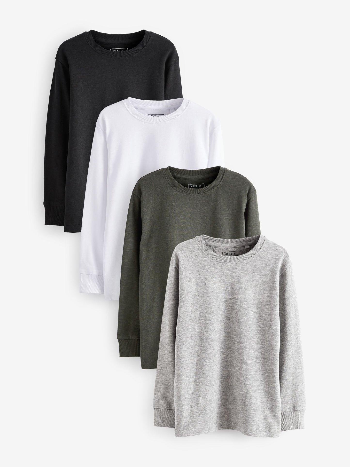 Dsiney Kidz - Black/White/Grey Plain Long Sleeve Cosy T-Shirts 4 Pack (3-16yrs) image 1