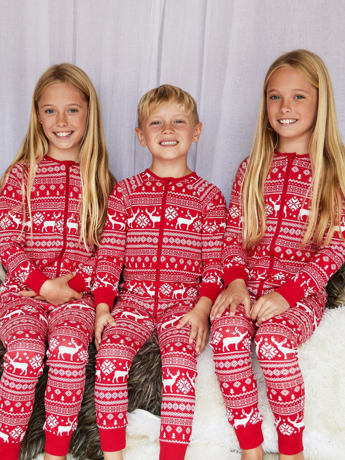 The Little Tailor Red Reindeer Christmas Fairisle Pattern 100% Cotton All-In-One - image 2
