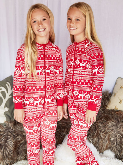 The Little Tailor Red Reindeer Christmas Fairisle Pattern 100% Cotton All-In-One - image 4