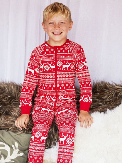 The Little Tailor Red Reindeer Christmas Fairisle Pattern 100% Cotton All-In-One - image 6