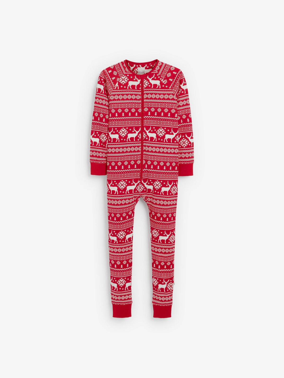 The Little Tailor Red Reindeer Christmas Fairisle Pattern 100% Cotton All-In-One - image 7