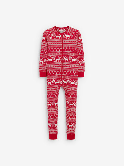 The Little Tailor Red Reindeer Christmas Fairisle Pattern 100% Cotton All-In-One - image 7