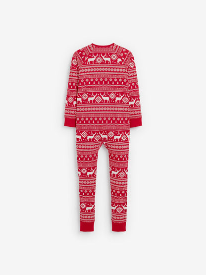 The Little Tailor Red Reindeer Christmas Fairisle Pattern 100% Cotton All-In-One - image 8