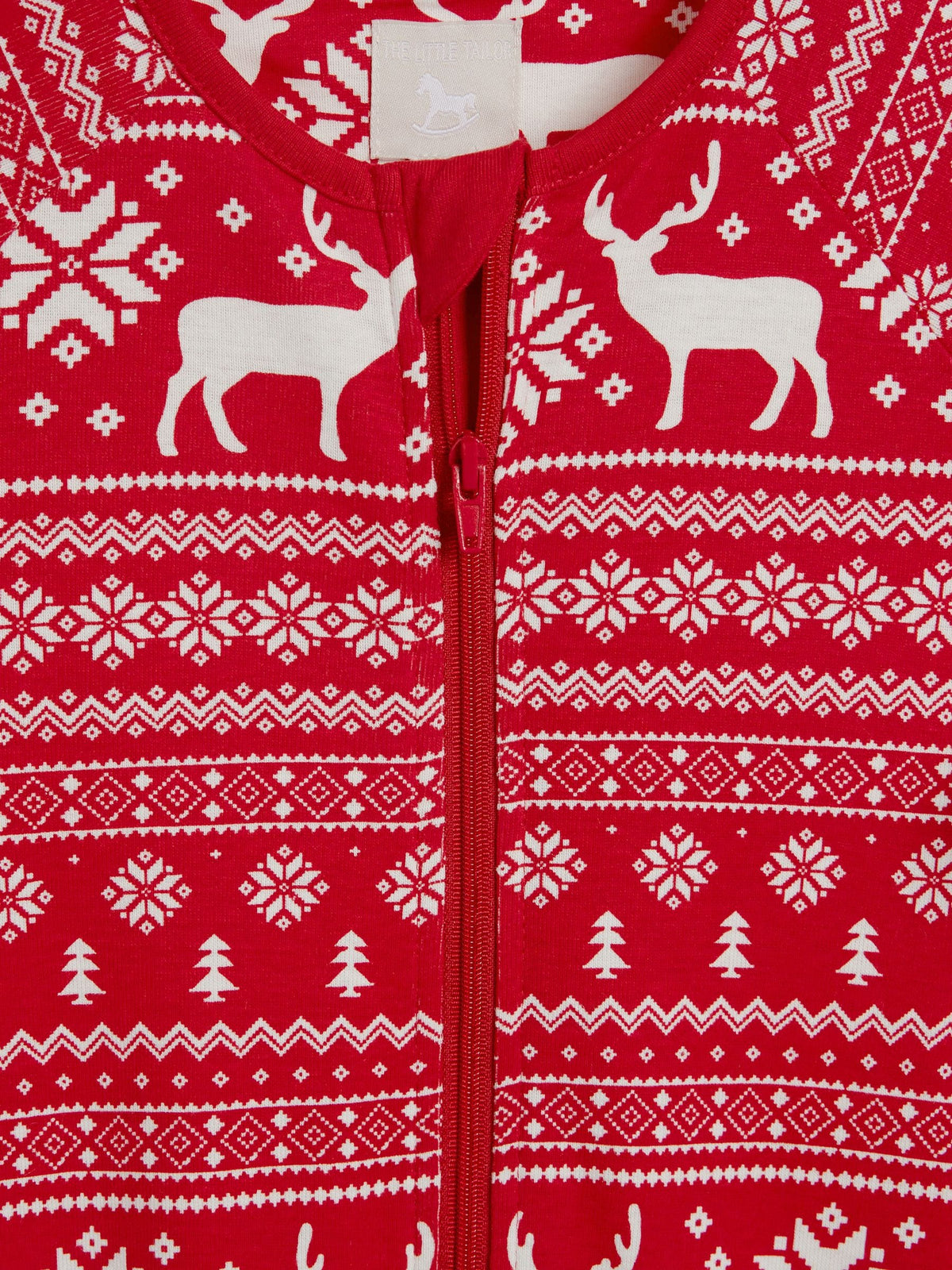 The Little Tailor Red Reindeer Christmas Fairisle Pattern 100% Cotton All-In-One - image 9
