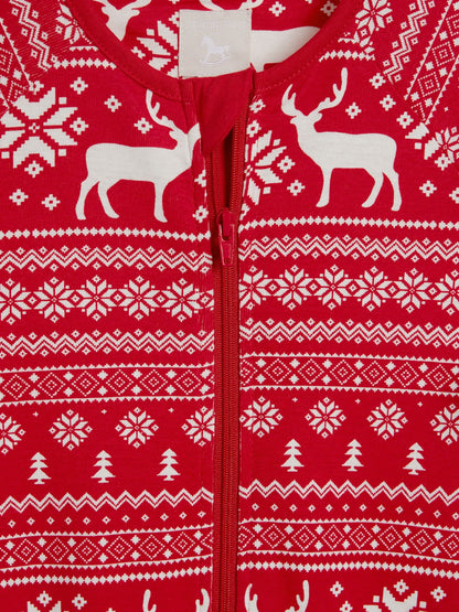 The Little Tailor Red Reindeer Christmas Fairisle Pattern 100% Cotton All-In-One - image 9