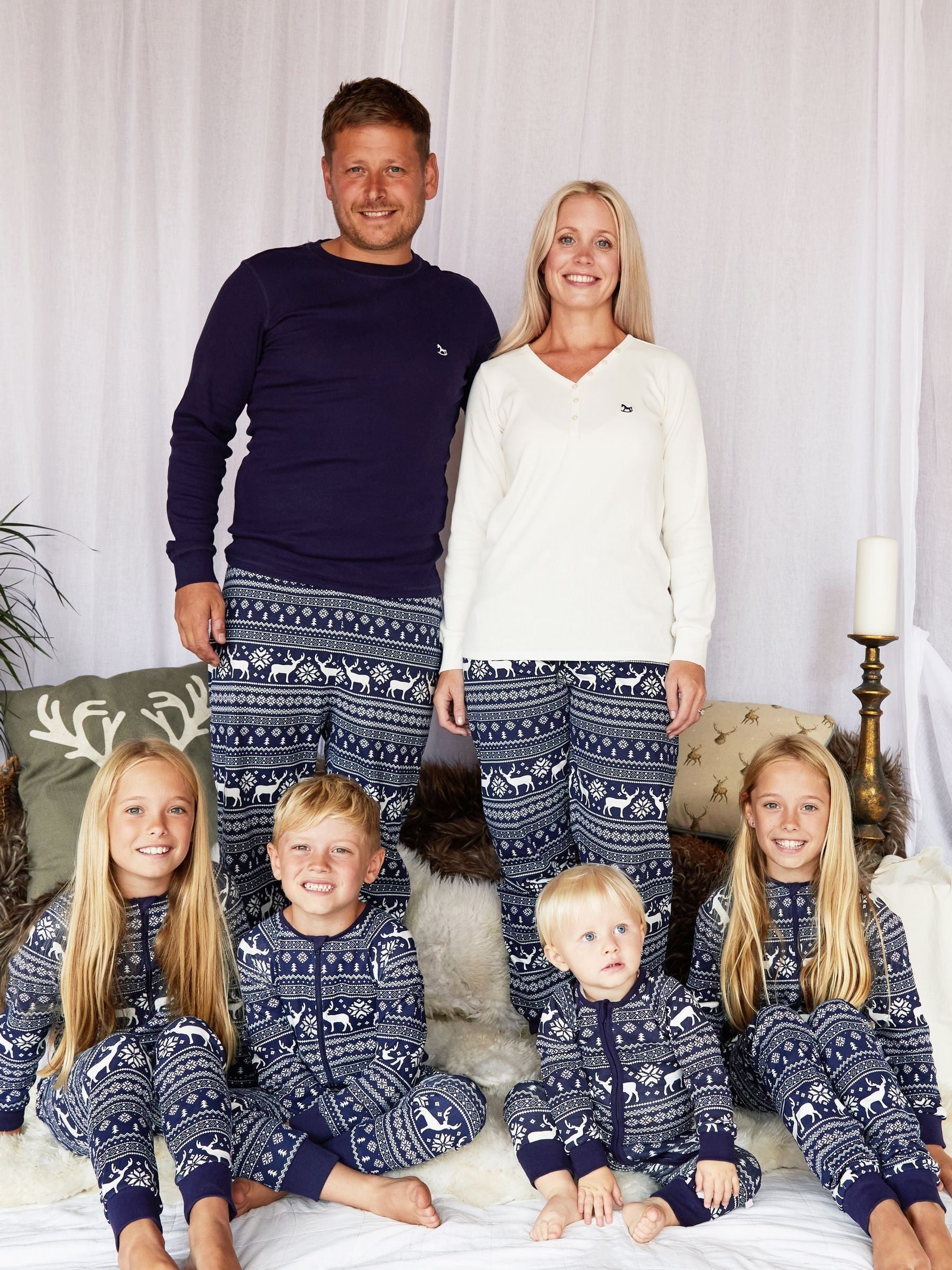 The Little Tailor Blue Baby 100% Cotton Reindeer Christmas Fairisle Pattern All-In-One image 4