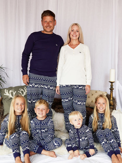 The Little Tailor Blue Baby 100% Cotton Reindeer Christmas Fairisle Pattern All-In-One image 4