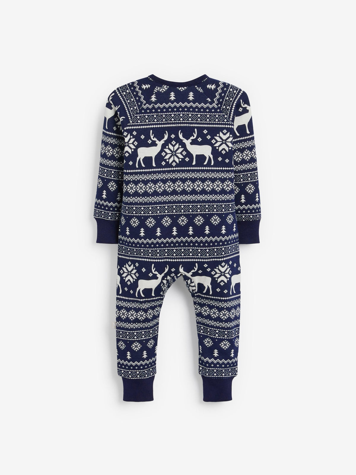 The Little Tailor Blue Baby 100% Cotton Reindeer Christmas Fairisle Pattern All-In-One image 6