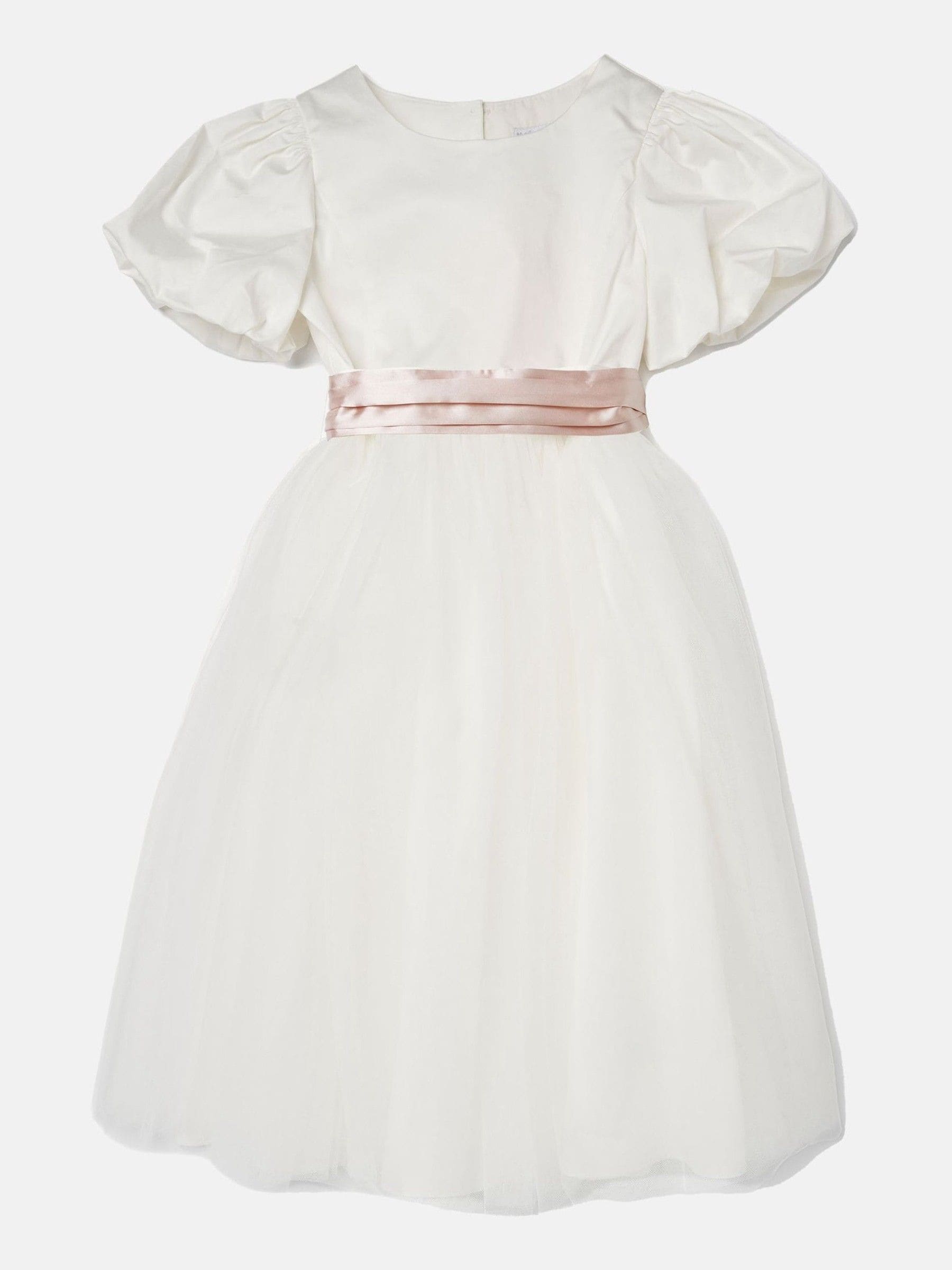 Angel & Rocket White/Pink Celine Taffeta Tulle Bow Dress image 2