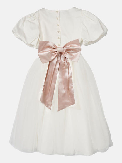 Angel & Rocket White/Pink Celine Taffeta Tulle Bow Dress image 3