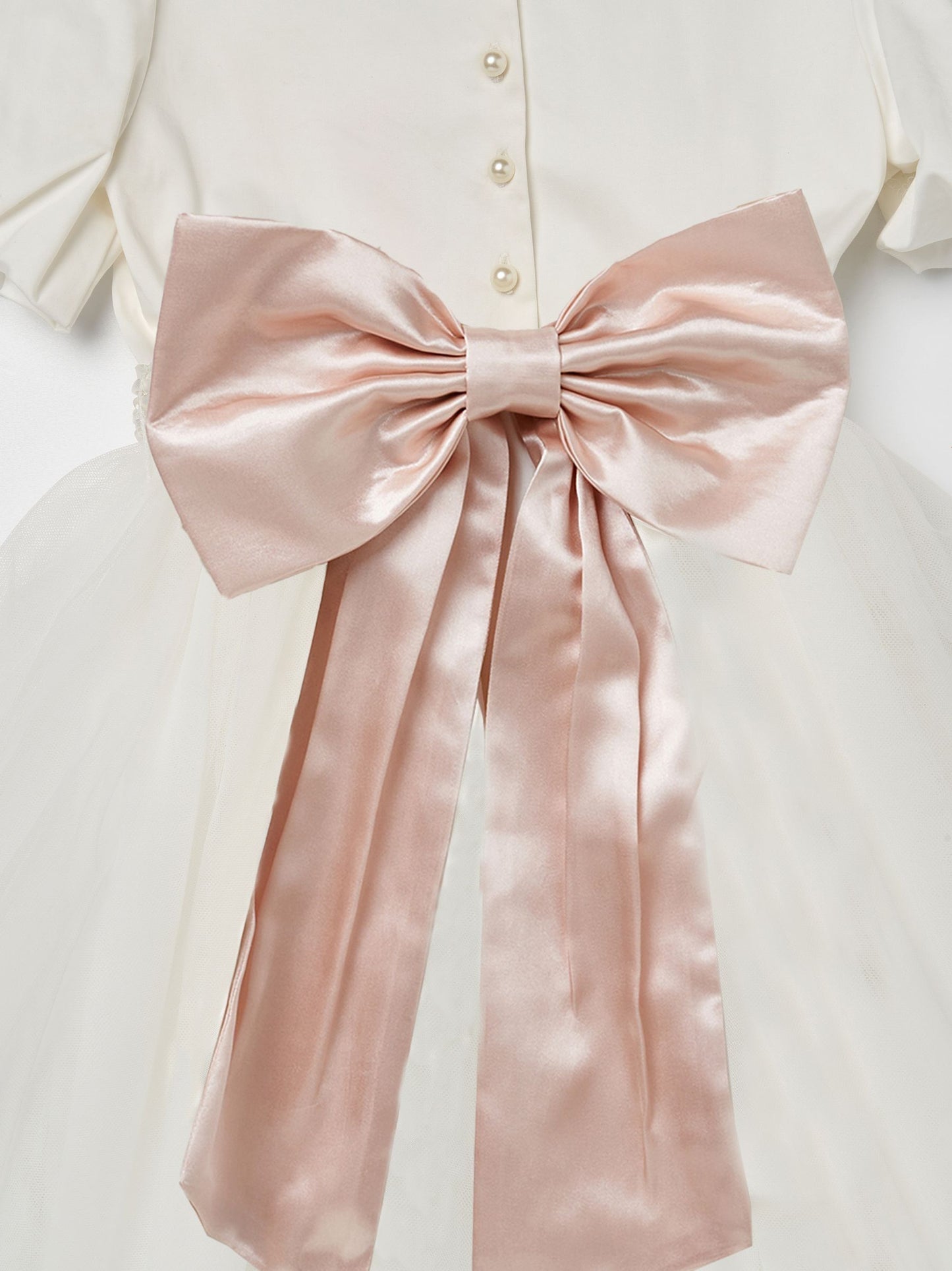 Angel & Rocket White/Pink Celine Taffeta Tulle Bow Dress image 4