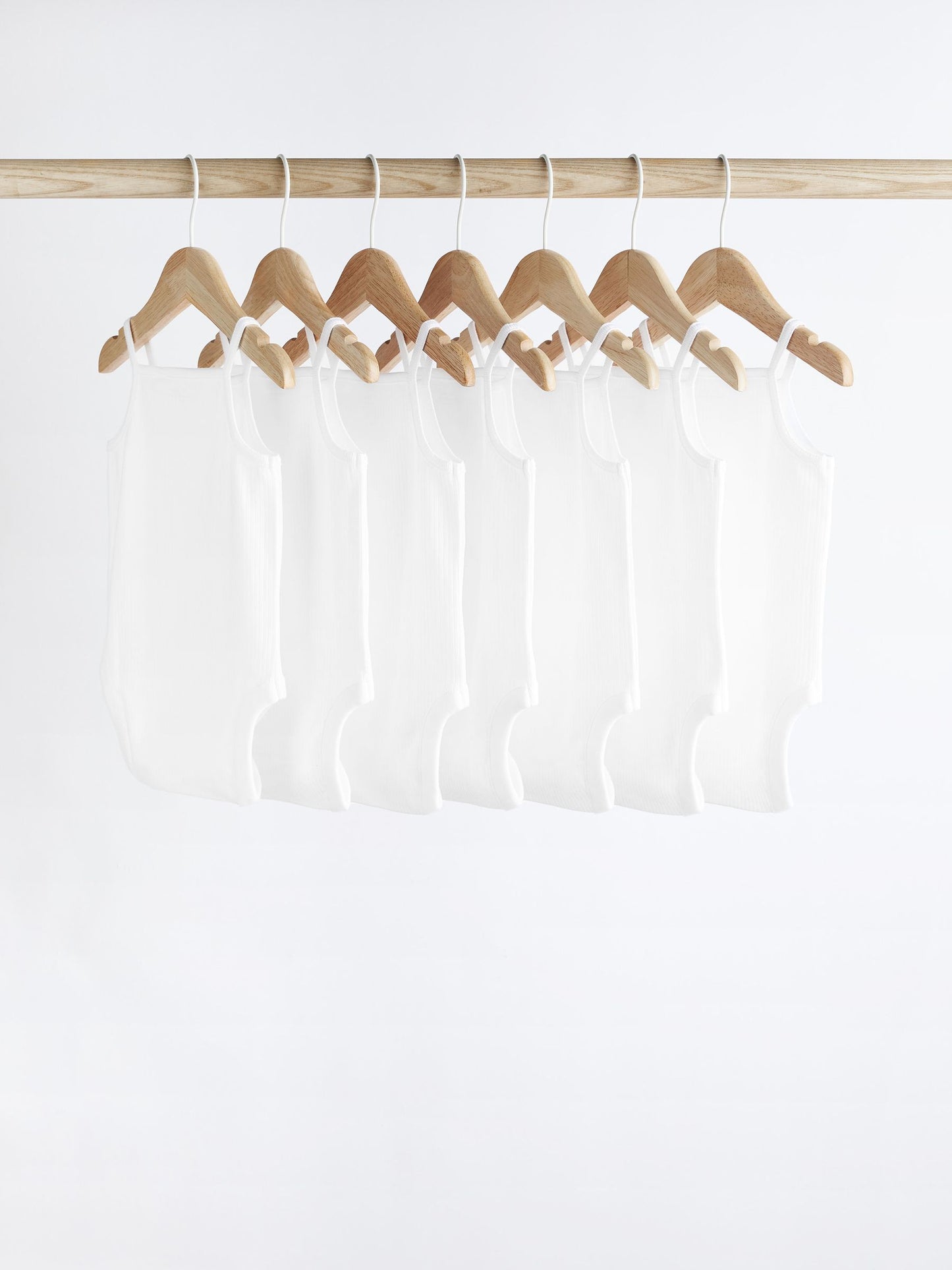 White 7 Pack Baby Strappy Bodysuits image 2