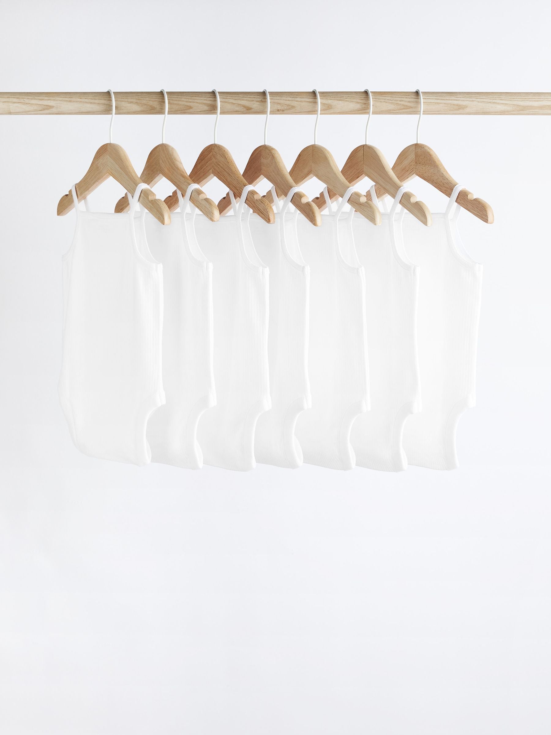 White 7 Pack Baby Strappy Bodysuits image 2